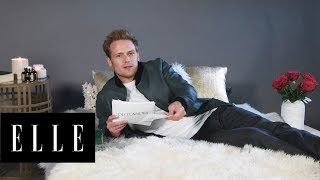 Outlanders Sam Heughan Reads His Thirstiest Tweets  ThirstTweets  ELLE [upl. by Larena]