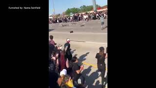 RAW Semi truck drives through crowded I35W during George Floyd protest [upl. by Lynnet800]