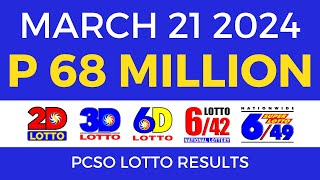 Lotto Result March 21 2024 9pm PCSO [upl. by Beasley]