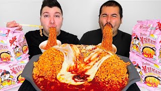 EXTREMELY CHEESY CARBO FIRE NOODLES • Mukbang amp Recipe [upl. by Kamilah]