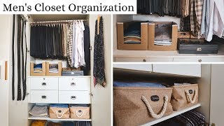 Mens Closet Organization  My Husbands Closet Tour [upl. by Atiuqad]