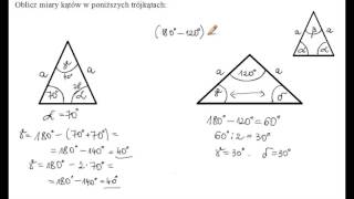 Obliczanie miar kątów w trójkątach równoramiennych [upl. by Odlopoel727]
