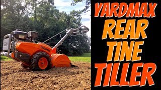 YARDMAX YT4565 Dual Rotating Rear Tine Tiller [upl. by Ahseram]