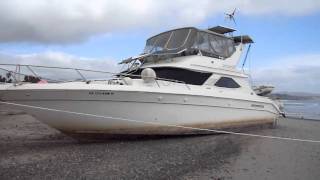 Abandoned Beached 45ft Sea Ray on Doheny State Beach  Still Running 2 of 3 [upl. by Bonn]