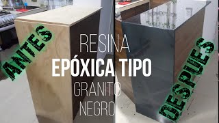 BARRA DE COCINA CON RESINA EPOXICA TIPO GRANITO NEGRO [upl. by Ahsoyem]