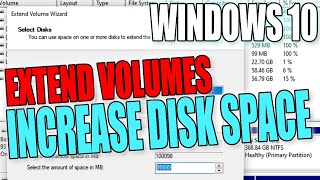 How To Extend A Volume amp Increase Disk Space In Windows 10 Disk Management [upl. by Einaej]