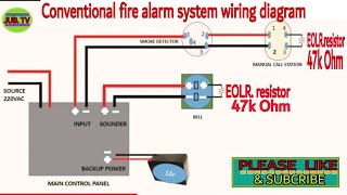 BASIC CONVENTIONAL FIRE ALARM WIRING DIAGRAM [upl. by Carlos]