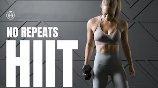 🔥 No Repeats HIIT  Dumbbell Workout [upl. by Romonda]