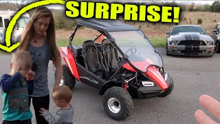 DAD SURPRISES SON With Polaris Hammerhead LE 150 Go Kart [upl. by Otinauj802]