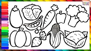 Cómo Dibujar y Colorear 10 Vegetales 🍆🍅🥔🥕 Dibujos Para Niños [upl. by Islean]