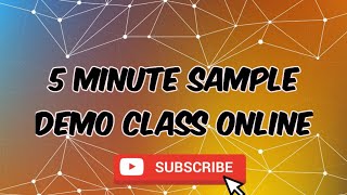 5 Minute Sample Demo Class Online [upl. by Calan]