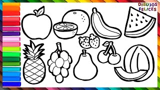 Cómo Dibujar y Colorear 10 Frutas 🍉🍊🍇🍌 Dibujos Para Niños [upl. by Rebbecca]