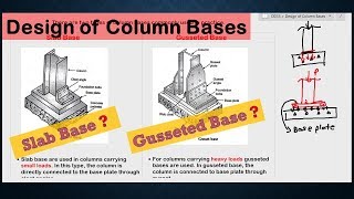 Design of Column Bases  Slab Base  Gusseted Base  Design of Steel Structures [upl. by Llessur]