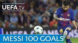 Lionel Messi  100 European goals  Watch them all [upl. by Rafi619]