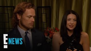 Sam Heughan Plays With quotOutlanderquot Baby Bump  E News [upl. by Worden]