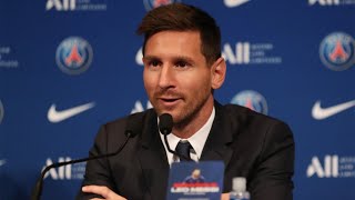 In full Lionel Messi holds press conference in Paris following transfer to PSG [upl. by Renell]