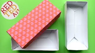 Easy Rectangular Origami Box  Paper Crafts  Crafts Basics [upl. by Esiuol]