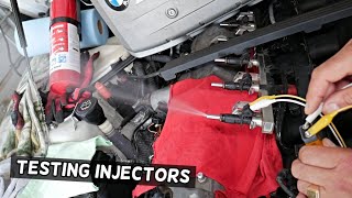 HOW TO TEST FUEL INJECTOR ON BMW LEAKING INJECTOR TEST [upl. by Pooi]