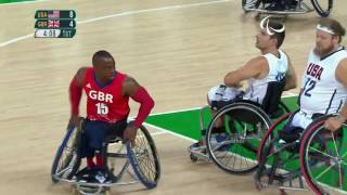 Wheelchair Basketball  USA vs Great Britain  Men’s preliminaries  Rio 2016 Paralympic Games [upl. by Jaquenetta606]