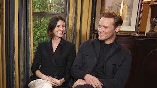 Outlander Sam Heughan and Caitriona Balfe REACT to Jamies Dance Moves [upl. by Kiyohara946]