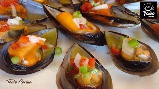 Mejillones al vapor  Mejillones en salsa Vinagreta  Receta Aperitivo fácil 102 [upl. by Sigismond]