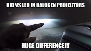 LED vs HID in Factory Halogen Projector Headlights [upl. by Pammie]