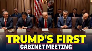 President Donald Trumps first Cabinet meeting Elon Musk DOGE USA America Federal Workers [upl. by Airegin]