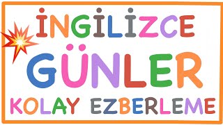 İNGİLİZCE GÜNLER  KOLAY EZBERLEME [upl. by Adnael]