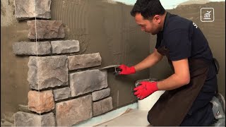 How to Install Stonewrap Manufactured Stone [upl. by Eidua611]