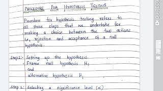 Procedure for Hypothesis testing [upl. by Flan876]