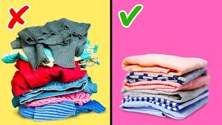 27 CLOTHES FOLDING HACKS AND WARDROBE ORGANIZATION [upl. by Ximenez]