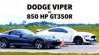 650 HP Dodge Viper vs 850 HP GT350R Mustang Roll Racing [upl. by Ybok929]