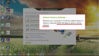 Recovery Windows 881  Using Acer Recovery Management [upl. by Koffler735]