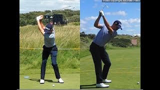 Justin Thomas golf swing  Long Iron faceon amp downtheline July 2017 [upl. by Zelde]