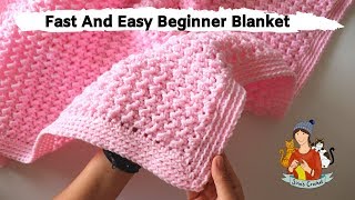 How To Crochet Fast And Easy Beginner Blanket [upl. by Suellen754]