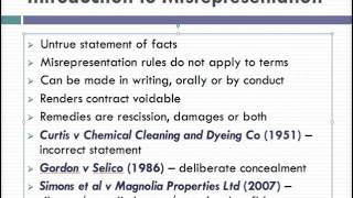 Misrepresentation Lecture 1 of 4 [upl. by Eolande108]