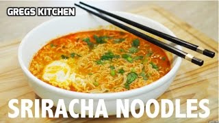 SRIRACHA SPICY RAMEN NOODLE EGG SOUP  Gregs Kitchen [upl. by Leifeste77]