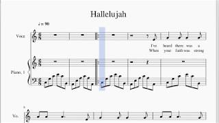 Hallelujah  Karoke Version piano accompaniment  lyrics  score [upl. by Rodama]