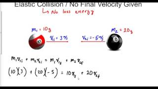 Perfect Elastic Collision  No Final Velocity Given [upl. by Ilka]