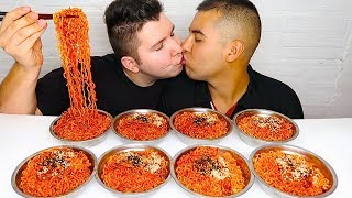 Super Spicy Fire Ramen Noodle Challenge • MUKBANG [upl. by Reube929]