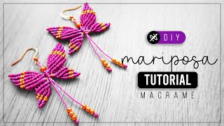 DIY Mariposa » 🦋 tutorial  como hacer aretes de mariposa con hilo  diy ● Macrame butterfly 236 [upl. by Aphrodite]