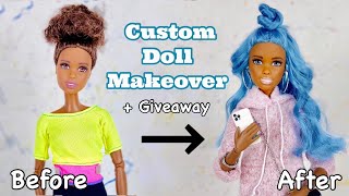 Custom Barbie Doll Makeover Transformation  GIVEAWAY My fans decided Reroot Repaint Outfit [upl. by Orola509]