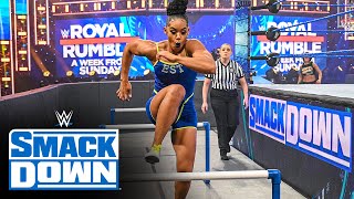 Bianca Belair soars through Bayley’s Ultimate Athlete Obstacle Course SmackDown Jan 22 2021 [upl. by Boehmer]